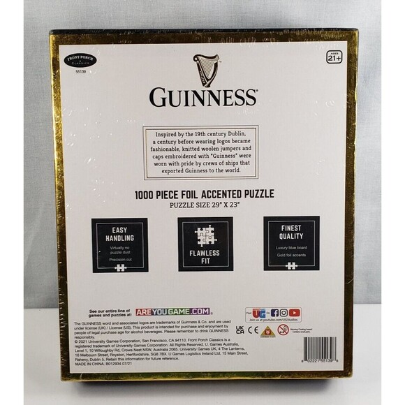 Guinness Beer 1000 Piece Jigsaw Puzzle 29"x23" Foil Accented Front NEW SEALED - Picture 10 of 16